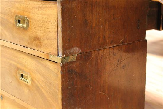 A Victorian mahogany two section military chest, W.3ft